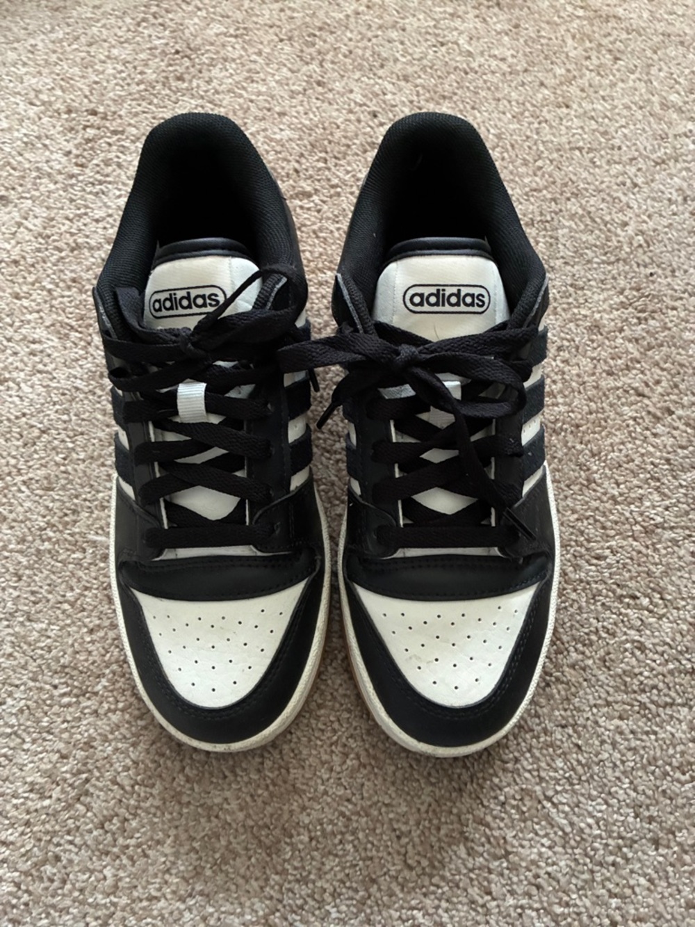 Boys Adidas Black and White Low-Top Sneakers